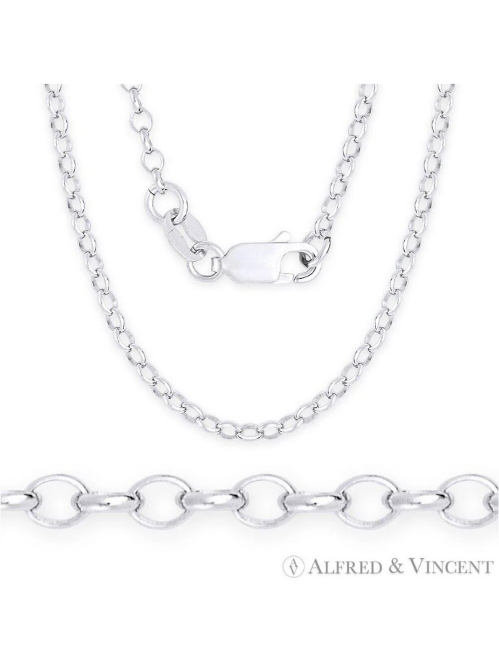 2.1mm Open Rolo Oval Cable Italian Chain Necklace in .925 Sterling Silver 20"